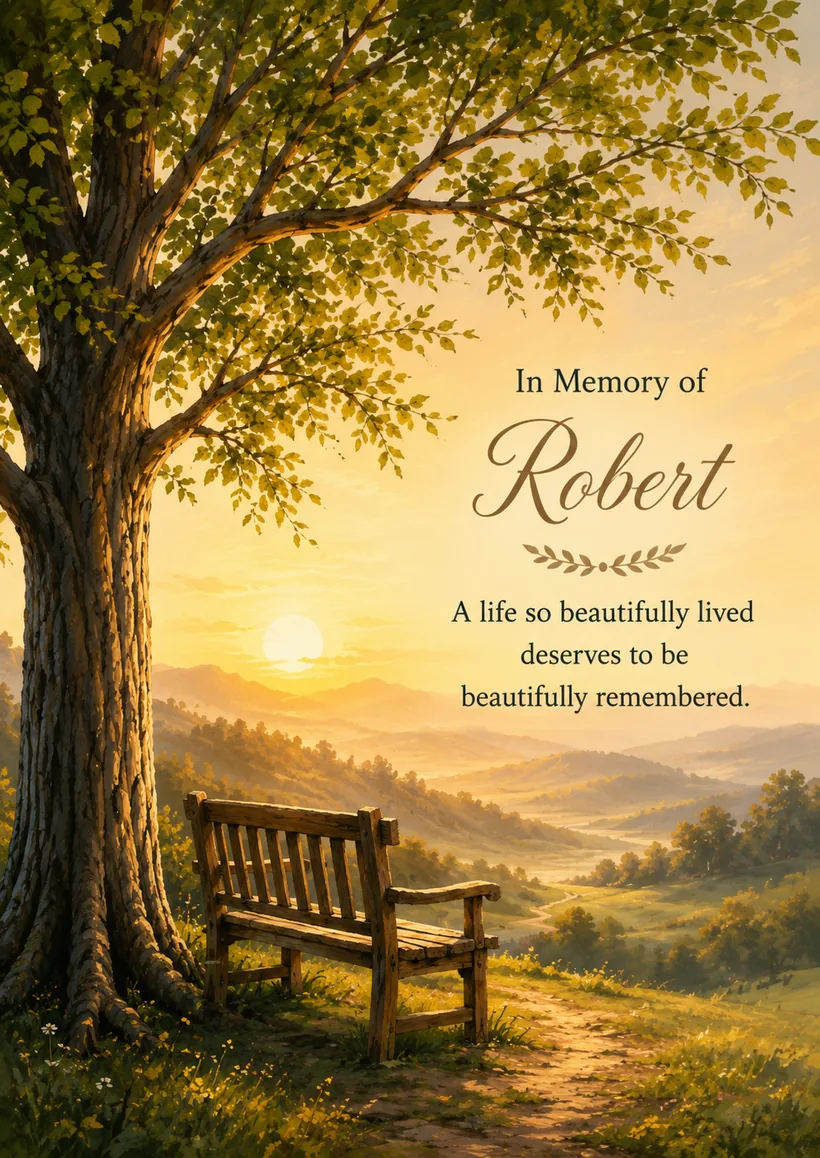 Signature card — Robert, a life so beautifully lived